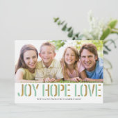 Gold Joy Hope Love | Carte photo de Noël (Debout devant)