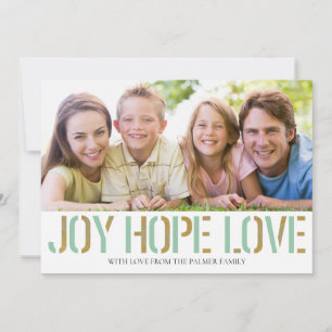 Gold Joy Hope Love Carte photo de Noël