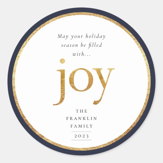 Gold Joy Modern Kerstmis Klassic Round Sticker (Voorkant)