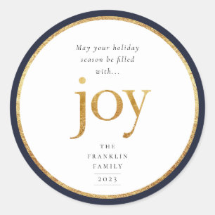 Gold Joy Modern Kerstmis Klassic Round Sticker