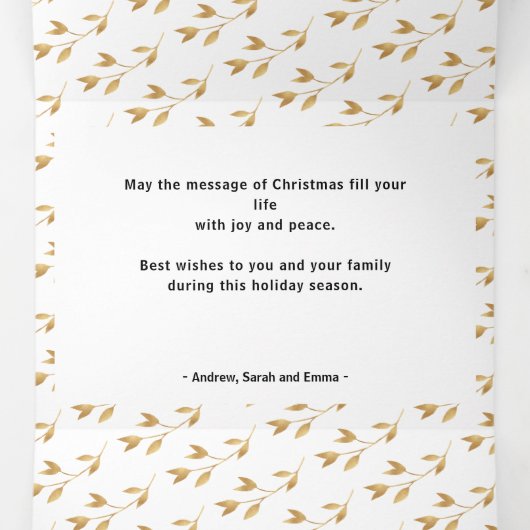 Gold JOY multi photo Holiday Tri-Fold Holiday Card (Intérieur au milieu)