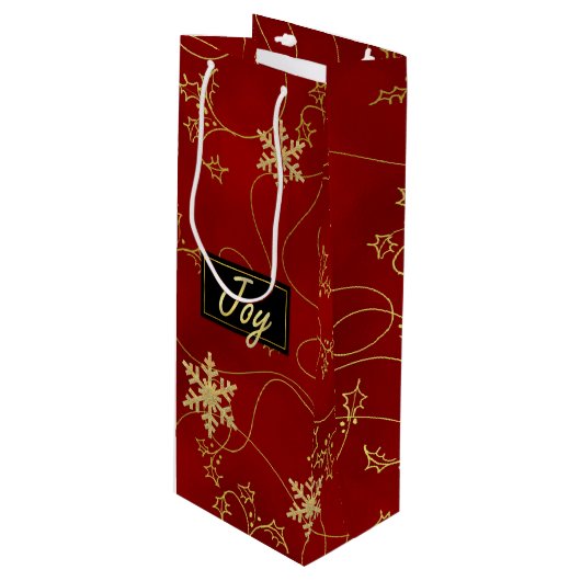 Gold Joy Vin de Noël Sac cadeau (Devant Angle)