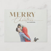 Gold Joyer Script Serif Christmas Photo Carte post (Devant)