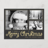 Gold Joyeux Noël 3 Photo Carte postale moderne (Devant)