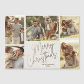 Gold Joyeux Noël Cinq photos Carte magnétique (Devant)