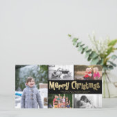 Gold Joyeux Noël Collage 5 Carte photo Noir (Debout devant)