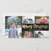 Gold Joyeux Noël Collage 5 Carte photo Noir (Devant)
