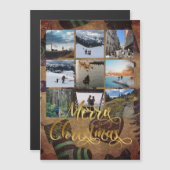Gold Joyeux Noël Photo Collage Magnet cadeau (Devant / Derrière)
