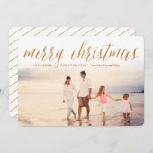 Gold Joyeux Noël Script Carte photo de vacances (Devant / Derrière)
