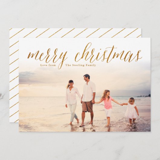 Gold Joyeux Parties scintillant de Noël Look Carte (Devant / Derrière)