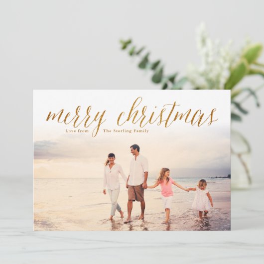 Gold Joyeux Parties scintillant de Noël Look Carte (Debout devant)