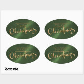 Gold Joyeux Sticker vert de Noël Revêtement embout (Feuille)