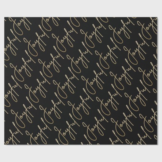 Gold JOYFUL on Black Cadeaupapier (Vlak)