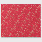 Gold JOYFUL on Red Cadeaupapier (Vlak)