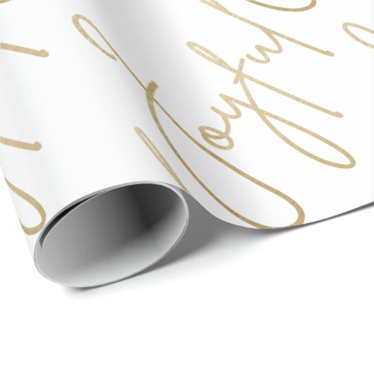 Gold JOYFUL on White Cadeaupapier (Rol Hoek)