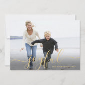 Gold Joyful Script Holiday-fotokaart Feestdagenkaart (Voorkant)