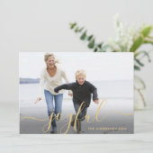 Gold Joyful Script Holiday-fotokaart Feestdagenkaart (Staand voorkant)