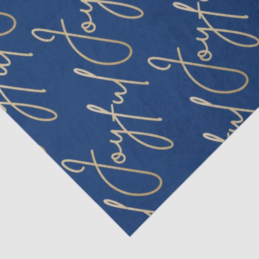 Gold JOYFUL Script on Blue Tissuepapier (Detail)