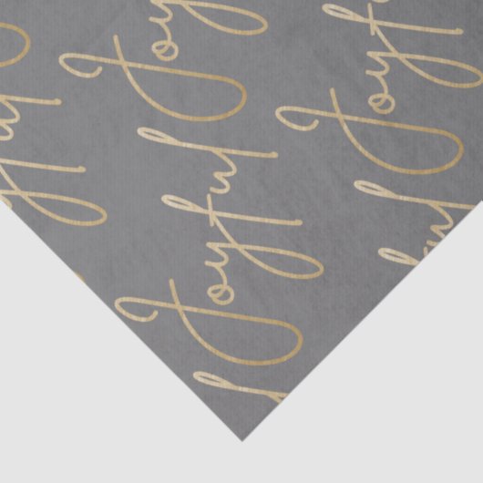 Gold JOYFUL Script on Grey Tissuepapier (Detail)