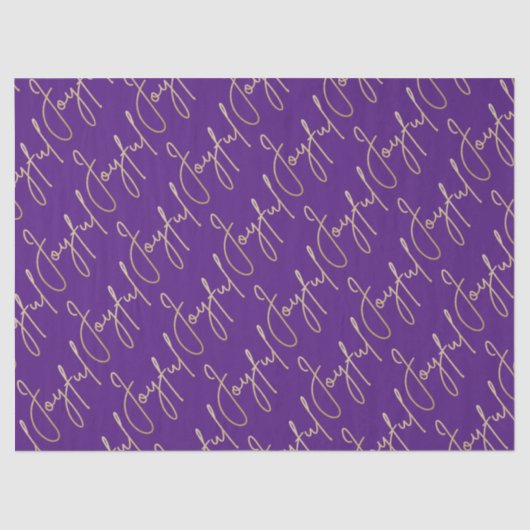 Gold JOYFUL Script on Purple Tissuepapier (Voorkant)