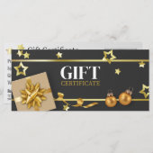Gold kerstbal Classy Stars - kaartje met lint (Voorkant / Achterkant)