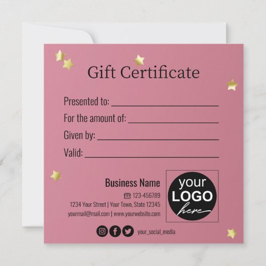 Gold kerstbal-staart roze lintkaart (Achterkant)