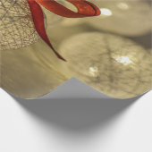 Gold kerstballen, String Lights, Red Bow Holiday Cadeaupapier (Hoek)
