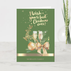 Gold-kerstbier, all,Wine Glass,Bow Feestdagen Kaart