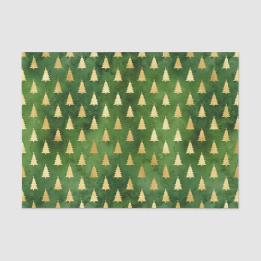 Gold kerstbomen op groen tissuepapier (Voorkant)