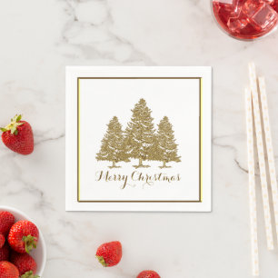 Gold kerstbomen Papier Napkins Servetten