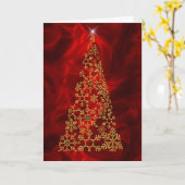 Gold kerstboom op rode kerst kaart (Gele Bloem)
