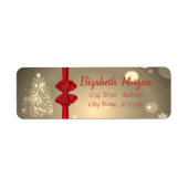 Gold kerstboom, Red Bow, feestdag Etiket (Voorkant)