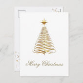 Gold kerstboomfeestdag feestdagenkaart (Voorkant / Achterkant)
