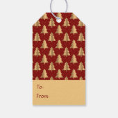 Gold kerstboompatroon op rood cadeaulabel (Achterkant)