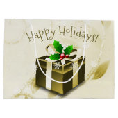 Gold kerstcadeau cadeau groot cadeauzakje (Achterkant)