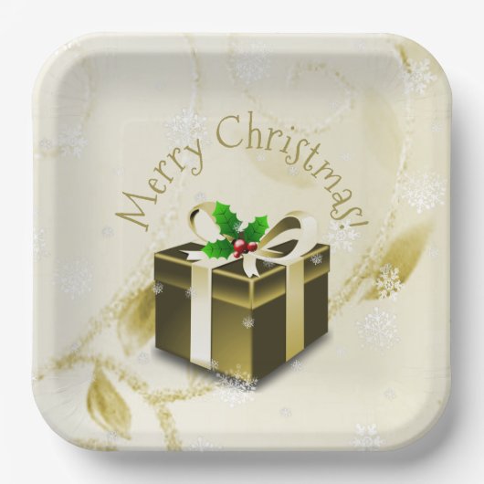 Gold kerstcadeaupapier Bord (Voorkant)