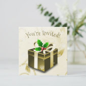 Gold kerstcadeauuitnodiging kaart (Staand voorkant)