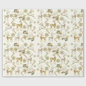 Gold kerstDesign op wit Cadeaupapier (Vlak)