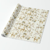 Gold kerstDesign op wit Cadeaupapier (Uitgerold)