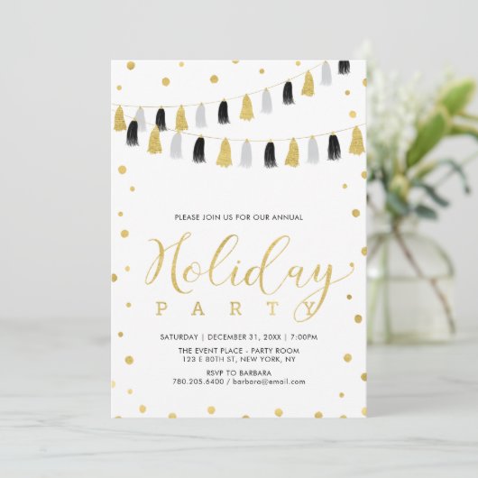 Gold-kerstfeest, feestdag voor bedrijven kaart (Staand voorkant)