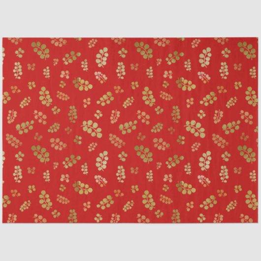 Gold kerstkleertjes op papier met rood ~ tissue (Voorkant)