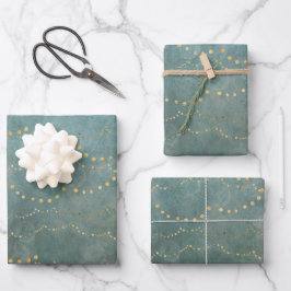 Gold Kerstlampjes Green Waterverf Holiday Inpakpapier Vel