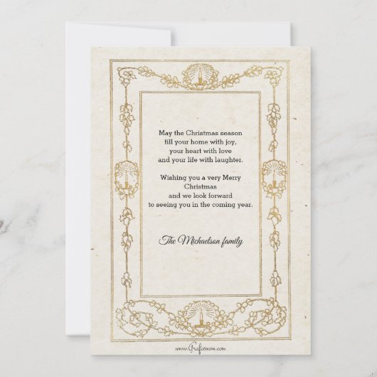 Gold kerstman en Angel Feestdagenkaart (Achterkant)