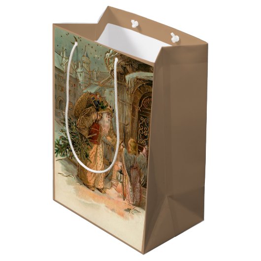 Gold kerstman en Angel Medium Cadeauzakje (Achterkant Gekanteld)