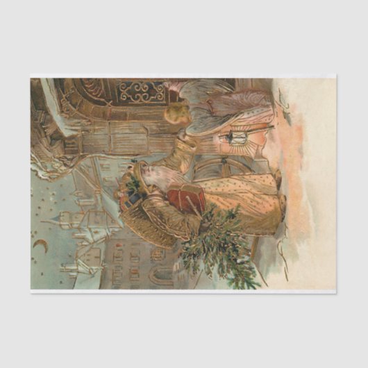 Gold kerstman en Angel Tissuepapier (Voorkant)