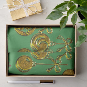 Gold Kerstmis Baubles voor groene kerst Tissuepapier