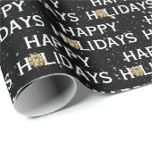 Gold Kerstmis op zwart Cadeaupapier (Rol Hoek)