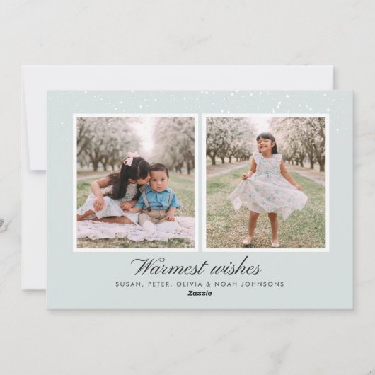 Gold Kerstscript kalligrafie Mint Collage Feestdagenkaart (Achterkant)