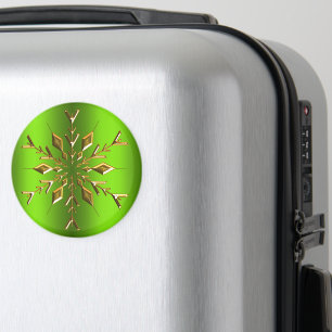 Gold kerstster Snowflake op Green Kerstmis Magneet