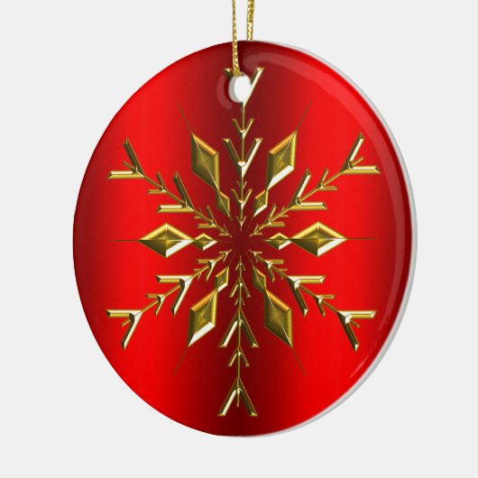 Gold Kerstster Snowflake Red Kerstmis Keramisch Ornament (Links)